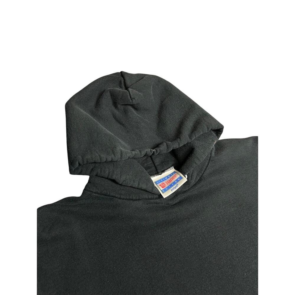 Vintage Hanes Printpro Hoodie Mens Medium Black Blank 90s Pullover Sweateshirt